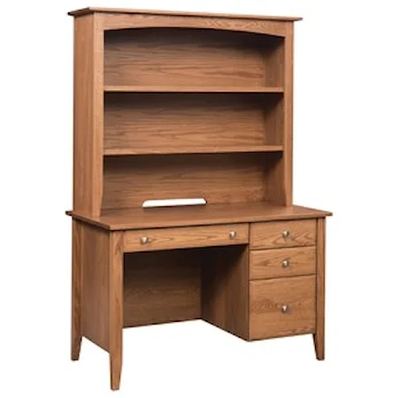 Transitional Solid Wood Kneehole Desk and Hutch